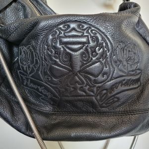 Harley-Davidson Genuine Leather Willie-G Skull and Roses Boho Handbag
